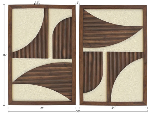 Monroe Brown Mango Wood Wall Art, 2-Piece