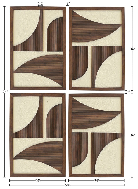 Monroe Brown Mango Wood Wall Art, 4-Piece