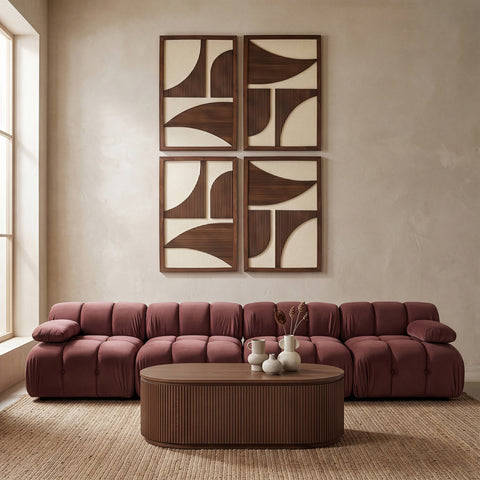 Monroe Brown Mango Wood Wall Art, 4-Piece