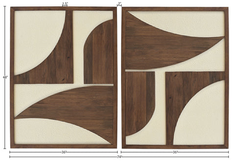 Monroe Brown Mango Wood Wall Art, 2-Piece (Style 2)