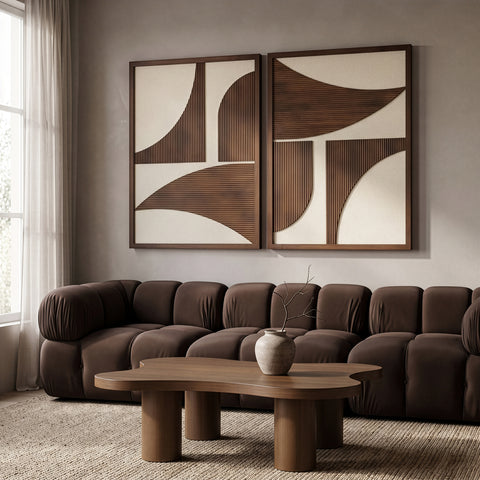 Monroe Brown Mango Wood Wall Art, 2-Piece (Style 2)