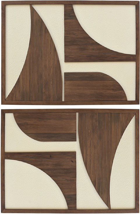 Monroe Brown Mango Wood Wall Art, 2-Piece (Style 2)