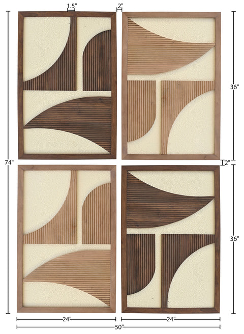 Monroe Brown / Natural Mango Wood Wall Art, 4-Piece