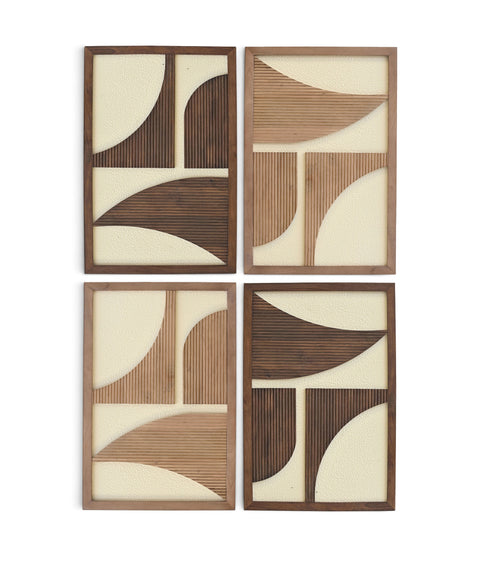 Monroe Brown / Natural Mango Wood Wall Art, 4-Piece