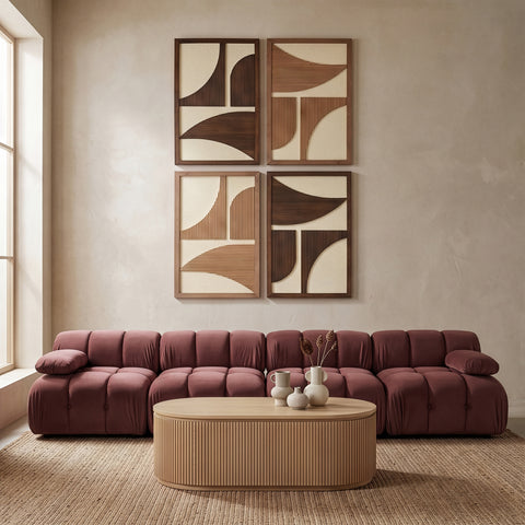 Monroe Brown / Natural Mango Wood Wall Art, 4-Piece