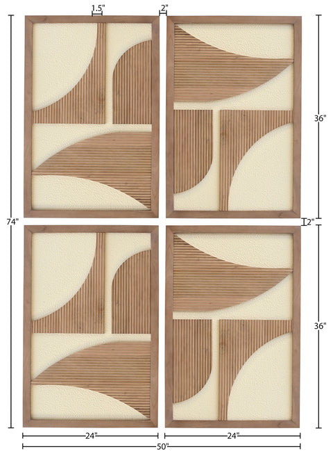 Monroe Natural Mango Wood Wall Art, 4-Piece