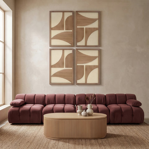 Monroe Natural Mango Wood Wall Art, 4-Piece