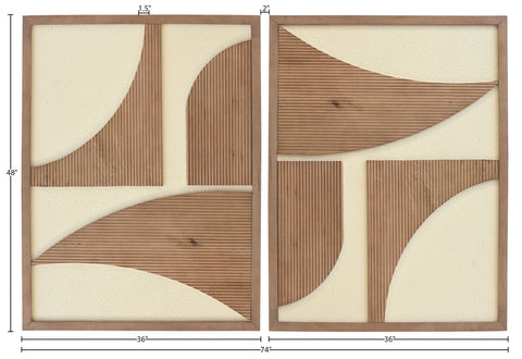 Monroe Natural Mango Wood Wall Art, 2-Piece (Style 2)