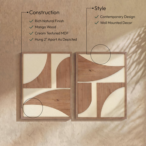 Monroe Natural Mango Wood Wall Art, 2-Piece (Style 2)