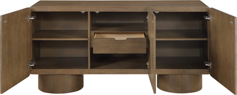 Tessa Brown Solid Wood And Oak Veneer Sideboard/Buffet, 1 Piece