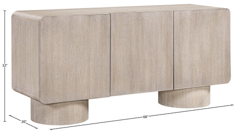 Tessa Natural Solid Wood And Oak Veneer Sideboard/Buffet, 1 Piece