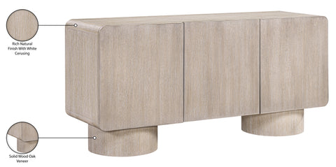 Tessa Natural Solid Wood And Oak Veneer Sideboard/Buffet, 1 Piece