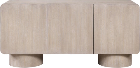 Tessa Natural Solid Wood And Oak Veneer Sideboard/Buffet, 1 Piece