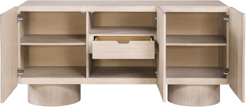 Tessa Natural Solid Wood And Oak Veneer Sideboard/Buffet, 1 Piece
