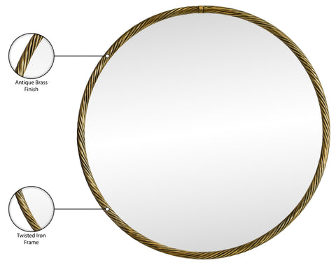 Mira 30" Gold Iron Frame Mirror, 1 Piece