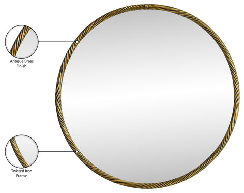 Mira 36" Gold Iron Frame Mirror, 1 Piece
