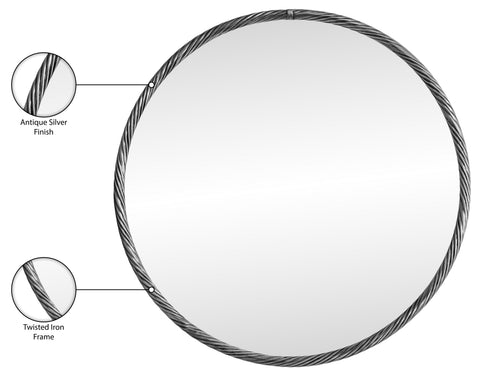 Mira 24" Silver Iron Frame Mirror, 1 Piece