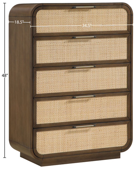 Prescott Brown Natural Cane And Solid Wood Chest, 1 Piece