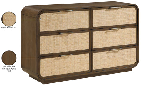 Prescott Brown Natural Cane And Solid Wood Dresser, 1 Piece