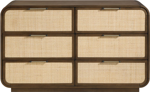 Prescott Brown Natural Cane And Solid Wood Dresser, 1 Piece