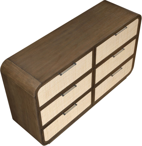 Prescott Brown Natural Cane And Solid Wood Dresser, 1 Piece
