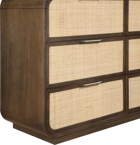 Prescott Brown Natural Cane And Solid Wood Dresser, 1 Piece