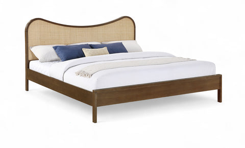 Prescott Brown Natural Cane And Solid Wood King Bed, 1 Piece