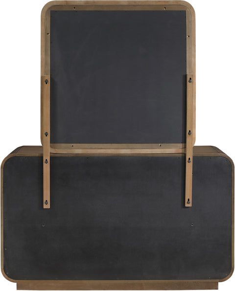 Prescott 40" Brown Natural Cane And Solid Wood Frame Mirror, 1 Piece