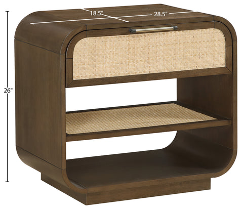 Prescott 28.5" Brown Natural Cane And Solid Wood Nightstand, 1 Piece