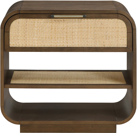 Prescott 28.5" Brown Natural Cane And Solid Wood Nightstand, 1 Piece