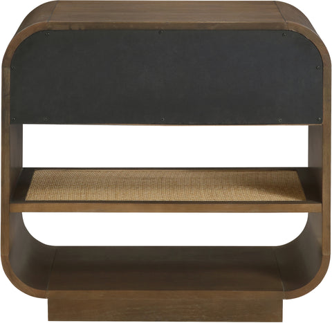 Prescott 28.5" Brown Natural Cane And Solid Wood Nightstand, 1 Piece