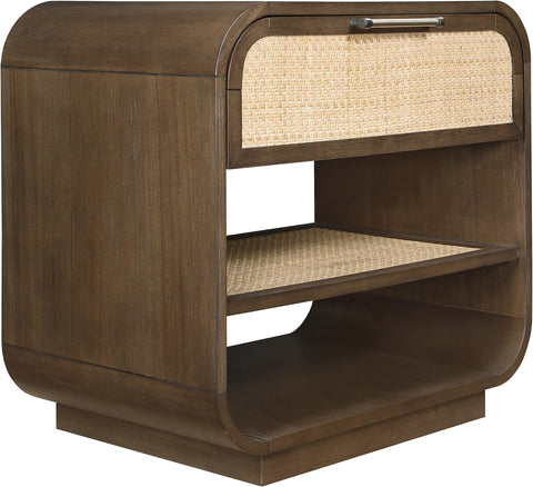 Prescott 28.5" Brown Natural Cane And Solid Wood Nightstand, 1 Piece