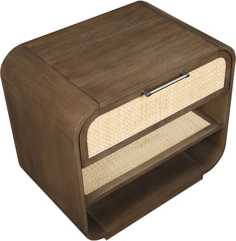 Prescott 28.5" Brown Natural Cane And Solid Wood Nightstand, 1 Piece