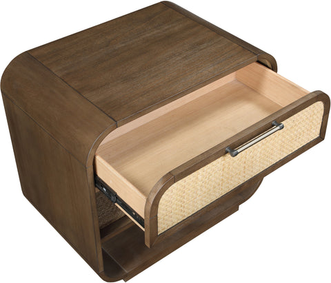 Prescott 28.5" Brown Natural Cane And Solid Wood Nightstand, 1 Piece