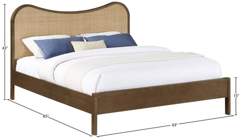 Prescott Brown Natural Cane And Solid Wood Queen Bed, 1 Piece