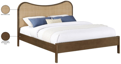 Prescott Brown Natural Cane And Solid Wood Queen Bed, 1 Piece