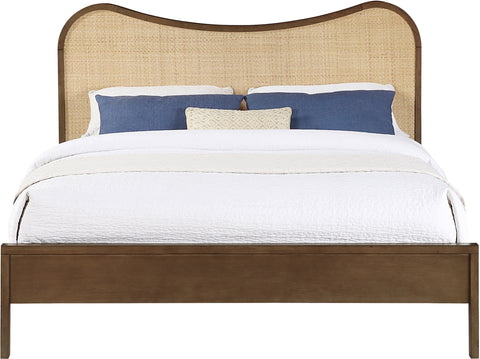 Prescott Brown Natural Cane And Solid Wood Queen Bed, 1 Piece