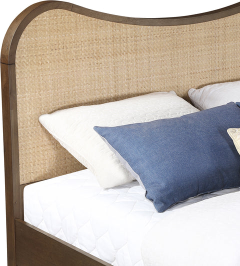 Prescott Brown Natural Cane And Solid Wood Queen Bed, 1 Piece