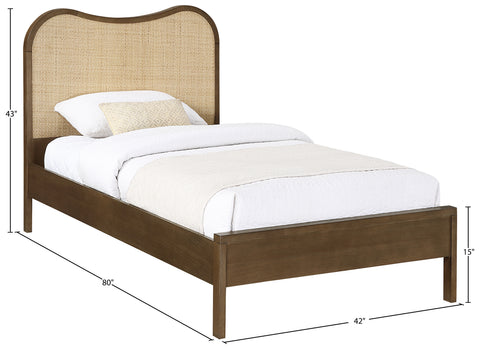 Prescott Brown Natural Cane And Solid Wood Twin Bed, 1 Piece