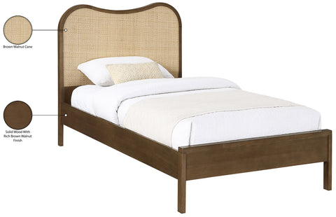 Prescott Brown Natural Cane And Solid Wood Twin Bed, 1 Piece