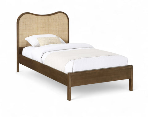 Prescott Brown Natural Cane And Solid Wood Twin Bed, 1 Piece
