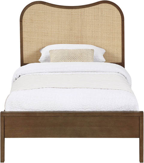 Prescott Brown Natural Cane And Solid Wood Twin Bed, 1 Piece