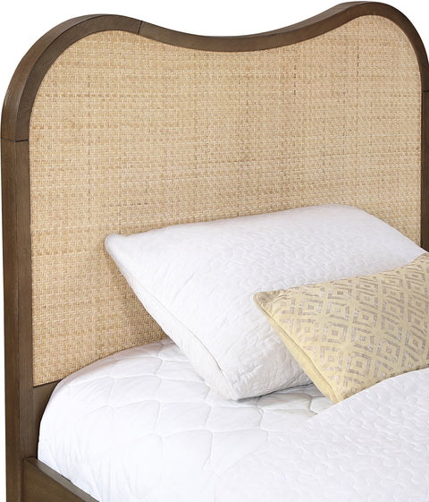 Prescott Brown Natural Cane And Solid Wood Twin Bed, 1 Piece