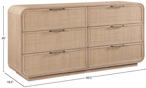 Prescott Natural Natural Cane And Solid Wood Dresser, 1 Piece