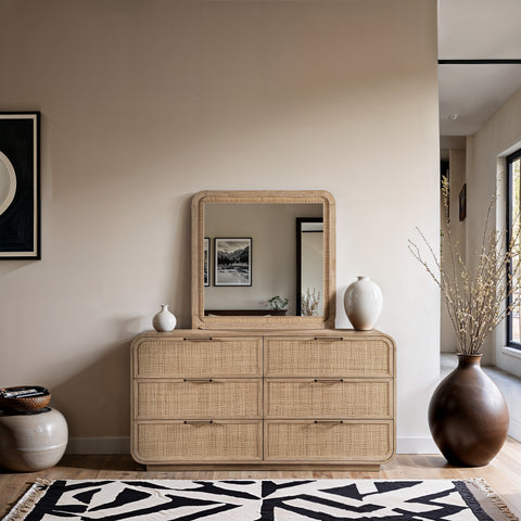 Prescott Natural Natural Cane And Solid Wood Dresser, 1 Piece