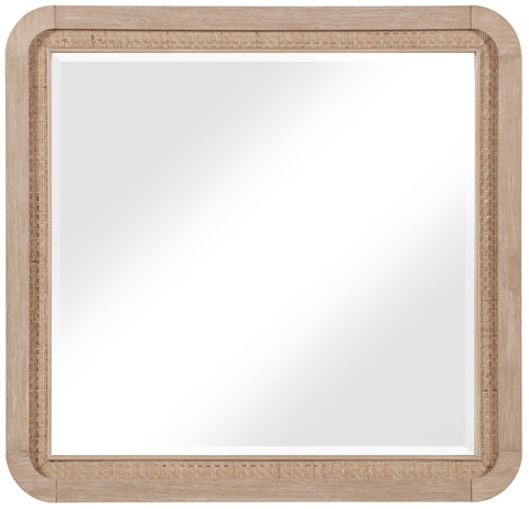 Prescott 40" Natural Natural Cane And Solid Wood Frame Mirror, 1 Piece