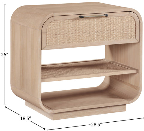 Prescott 28.5" Natural Natural Cane And Solid Wood Nightstand, 1 Piece