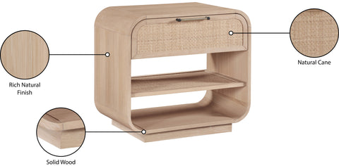 Prescott 28.5" Natural Natural Cane And Solid Wood Nightstand, 1 Piece