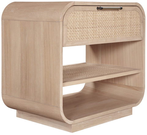 Prescott 28.5" Natural Natural Cane And Solid Wood Nightstand, 1 Piece