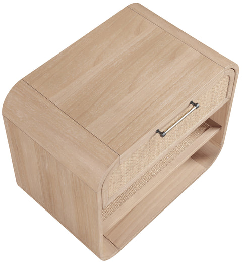 Prescott 28.5" Natural Natural Cane And Solid Wood Nightstand, 1 Piece